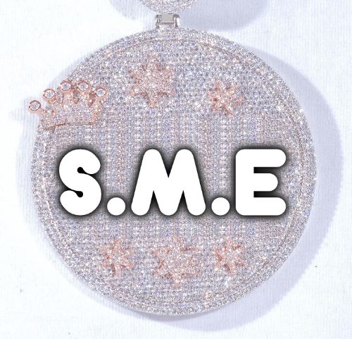 CUSTOM LETTER NECKLACE 3D BIG CROWN DISC