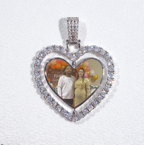 3D Spinning 2-Faced Heart Custom Picture Pendant