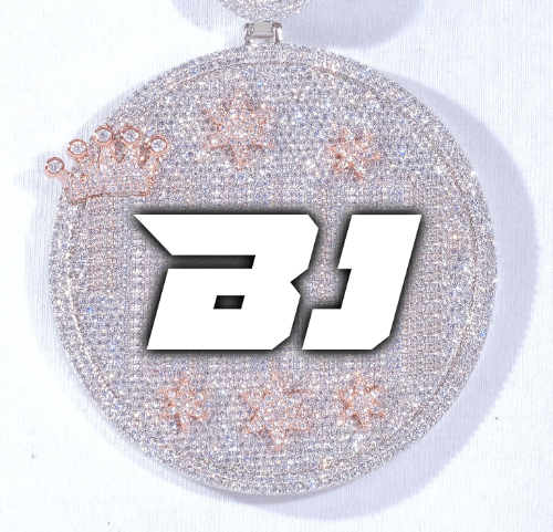 CUSTOM LETTER NECKLACE 3D BIG CROWN DISC
