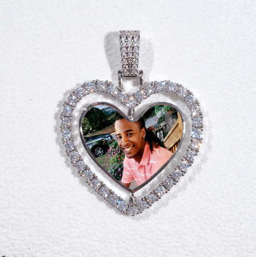 3D Spinning 2-Faced Heart Custom Picture Pendant