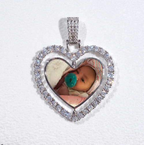 3D Spinning 2-Faced Heart Custom Picture Pendant