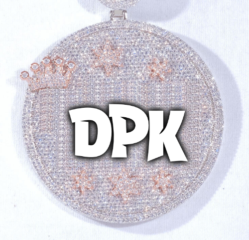 CUSTOM LETTER NECKLACE 3D BIG CROWN DISC