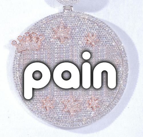 CUSTOM LETTER NECKLACE 3D BIG CROWN DISC
