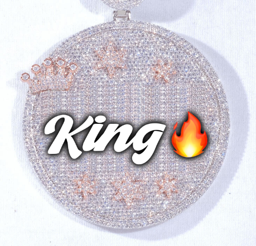 CUSTOM LETTER NECKLACE 3D BIG CROWN DISC