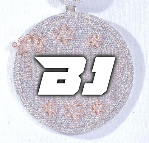 CUSTOM LETTER NECKLACE 3D BIG CROWN DISC