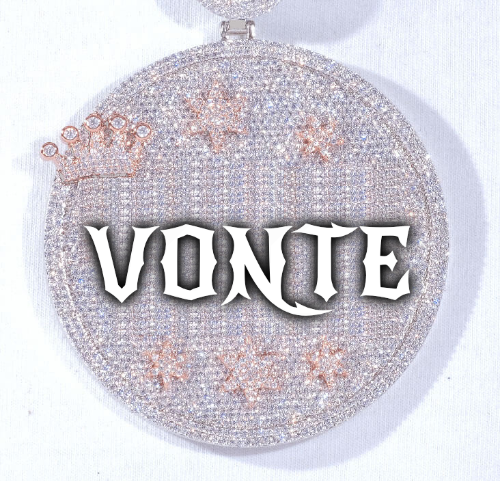 CUSTOM LETTER NECKLACE 3D BIG CROWN DISC