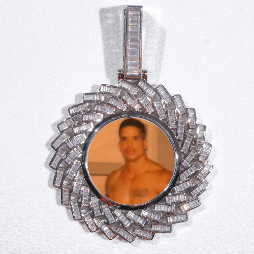 Large 3D Baguette Custom Picture Pendant
