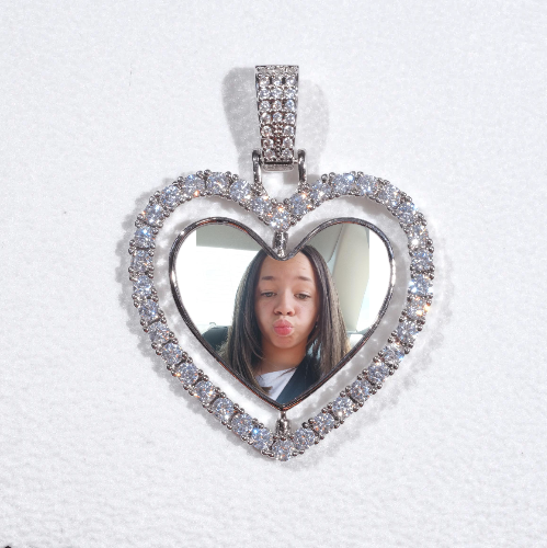 3D Spinning 2-Faced Heart Custom Picture Pendant