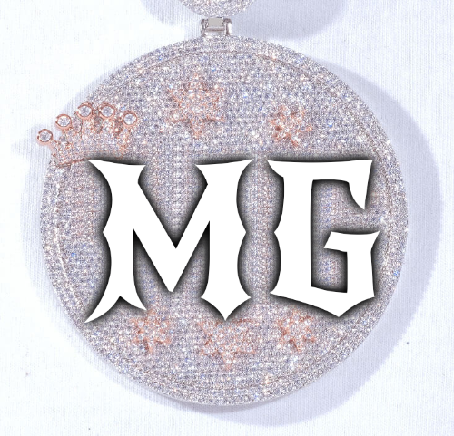 CUSTOM LETTER NECKLACE 3D BIG CROWN DISC