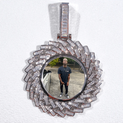 Large 3D Baguette Custom Picture Pendant