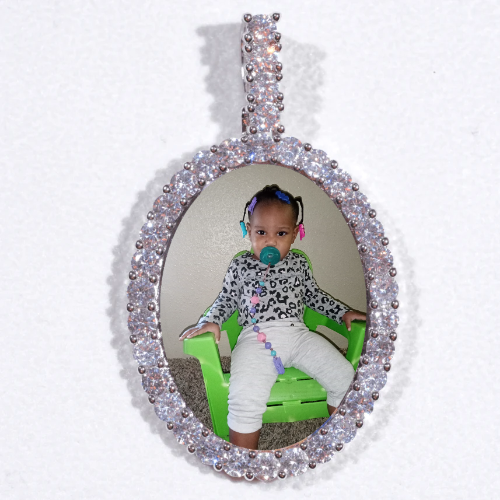 Large 3D Oval Custom Picture Pendant