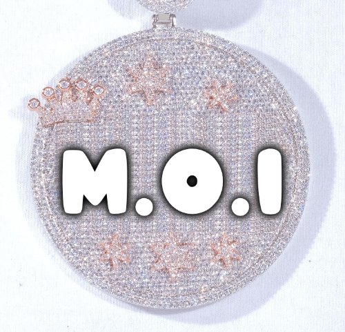CUSTOM LETTER NECKLACE 3D BIG CROWN DISC