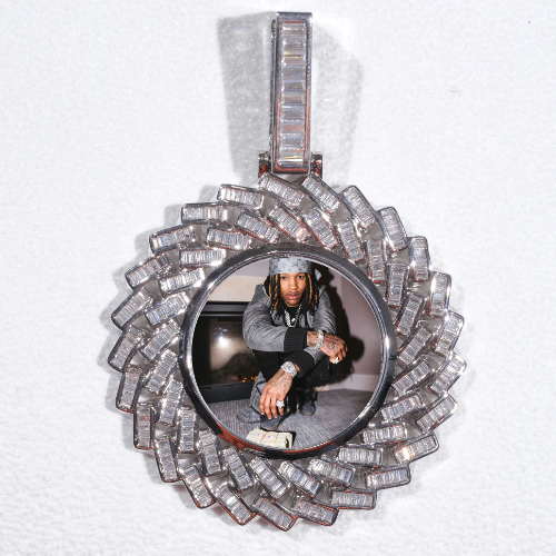 Large 3D Baguette Custom Picture Pendant