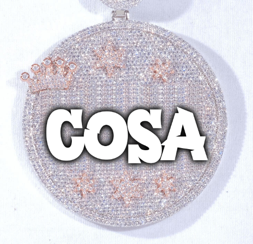 CUSTOM LETTER NECKLACE 3D BIG CROWN DISC