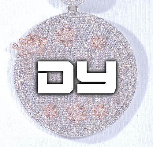 CUSTOM LETTER NECKLACE 3D BIG CROWN DISC