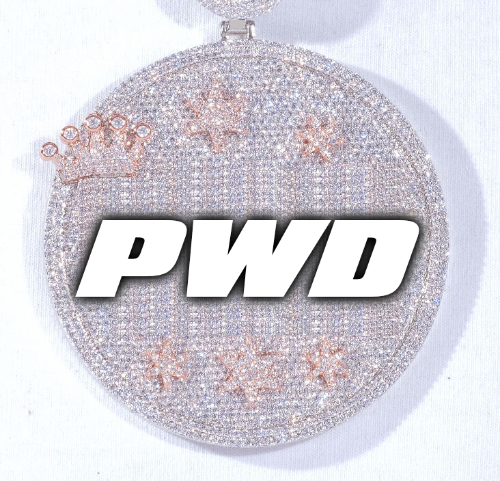 CUSTOM LETTER NECKLACE 3D BIG CROWN DISC