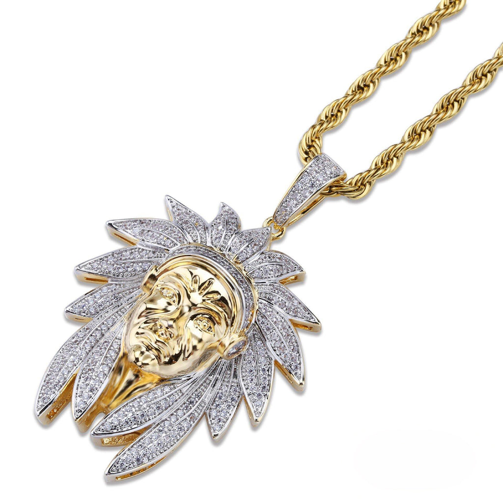 Official Limited  Gold-Plated Two-tone Indian Chief Pendant
