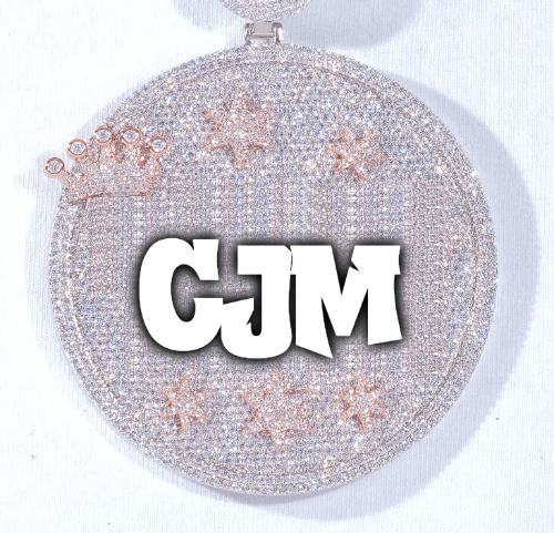 CUSTOM LETTER NECKLACE 3D BIG CROWN DISC