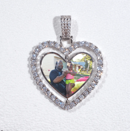 3D Spinning 2-Faced Heart Custom Picture Pendant