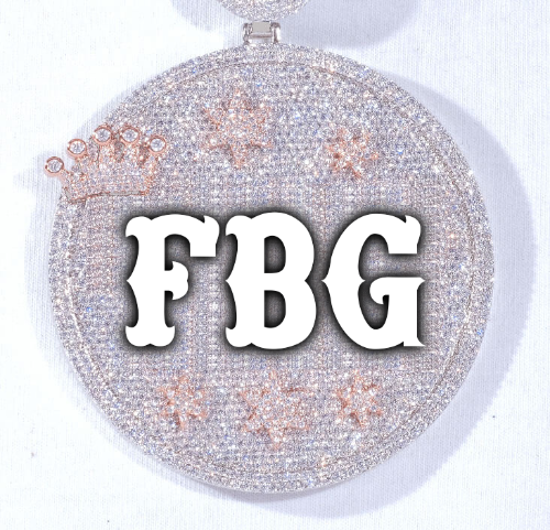 CUSTOM LETTER NECKLACE 3D BIG CROWN DISC