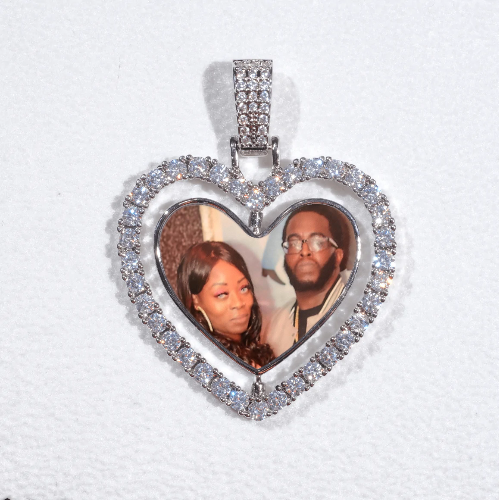 3D Spinning 2-Faced Heart Custom Picture Pendant