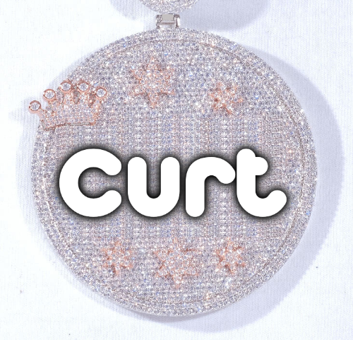 CUSTOM LETTER NECKLACE 3D BIG CROWN DISC