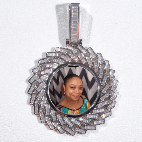 Large 3D Baguette Custom Picture Pendant