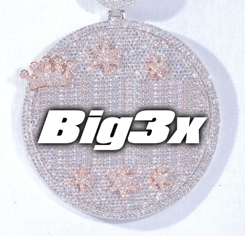 CUSTOM LETTER NECKLACE 3D BIG CROWN DISC