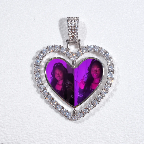 3D Spinning 2-Faced Heart Custom Picture Pendant