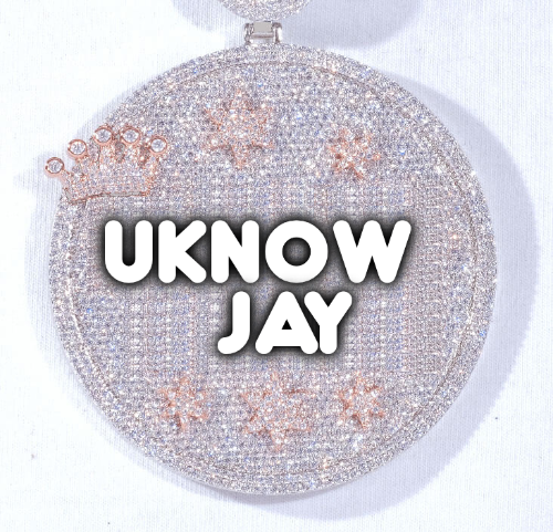 CUSTOM LETTER NECKLACE 3D BIG CROWN DISC
