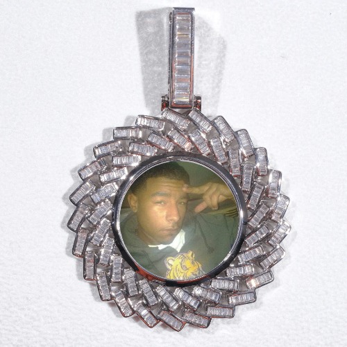 Large 3D Baguette Custom Picture Pendant