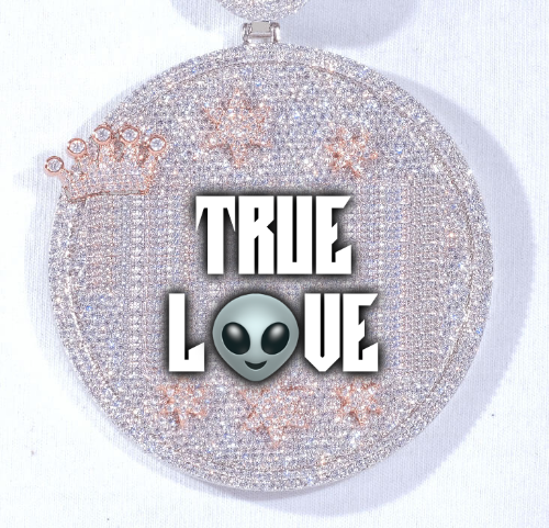 CUSTOM LETTER NECKLACE 3D BIG CROWN DISC