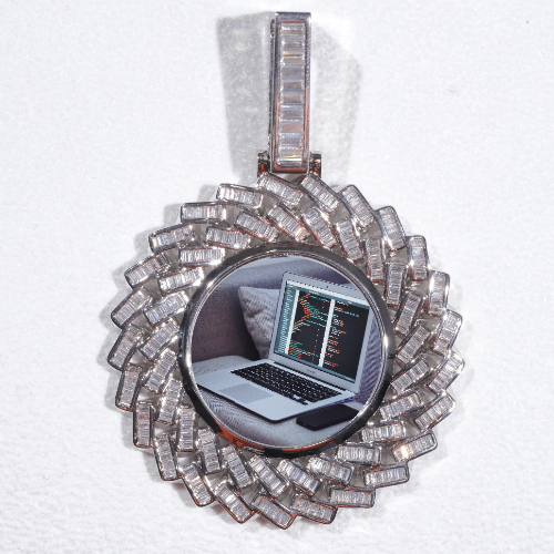 Large 3D Baguette Custom Picture Pendant