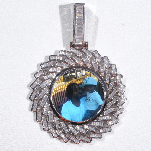 Large 3D Baguette Custom Picture Pendant
