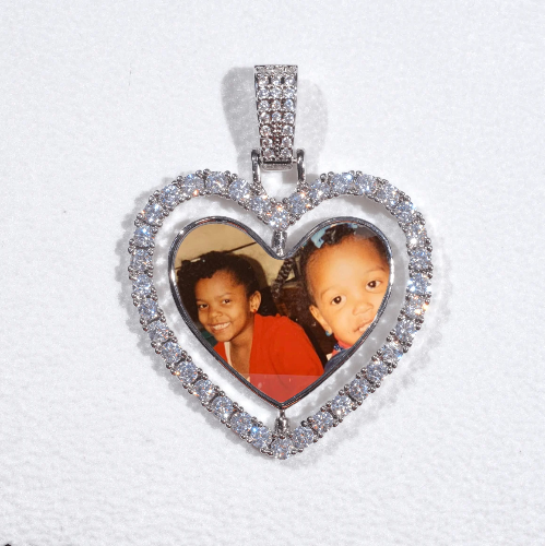3D Spinning 2-Faced Heart Custom Picture Pendant