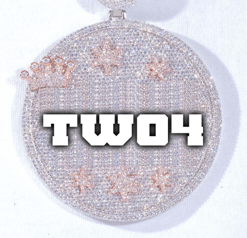 CUSTOM LETTER NECKLACE 3D BIG CROWN DISC