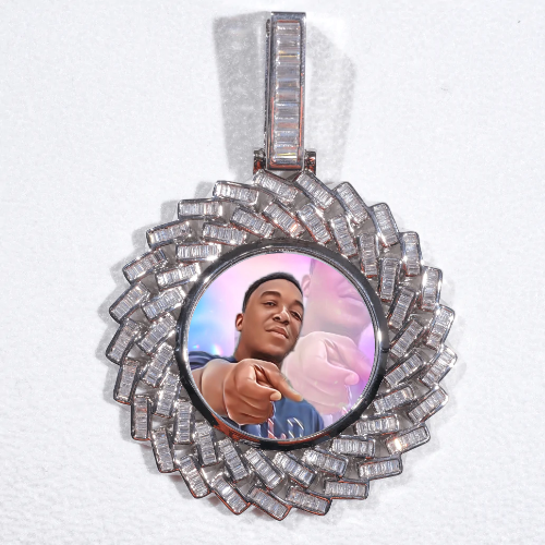 Large 3D Baguette Custom Picture Pendant