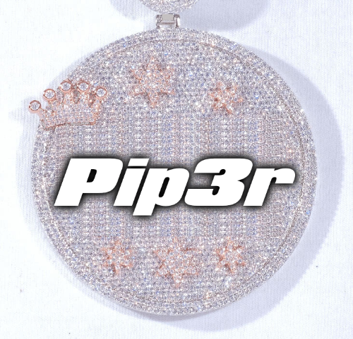 CUSTOM LETTER NECKLACE 3D BIG CROWN DISC