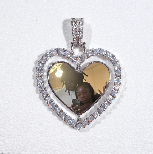 3D Spinning 2-Faced Heart Custom Picture Pendant