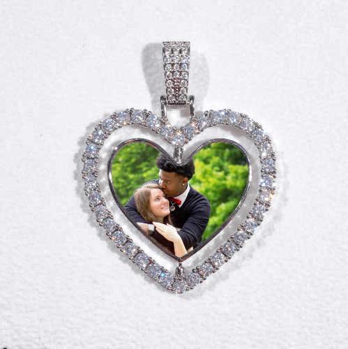 3D Spinning 2-Faced Heart Custom Picture Pendant