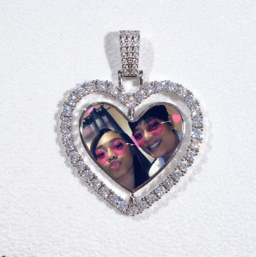 3D Spinning 2-Faced Heart Custom Picture Pendant