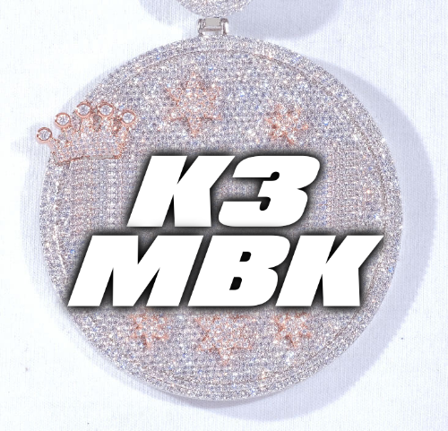 CUSTOM LETTER NECKLACE 3D BIG CROWN DISC