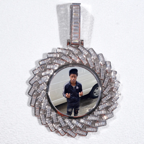 Large 3D Baguette Custom Picture Pendant