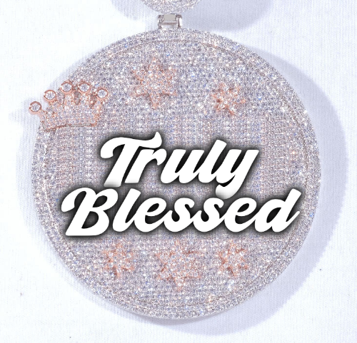 CUSTOM LETTER NECKLACE 3D BIG CROWN DISC