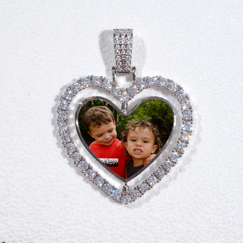 3D Spinning 2-Faced Heart Custom Picture Pendant