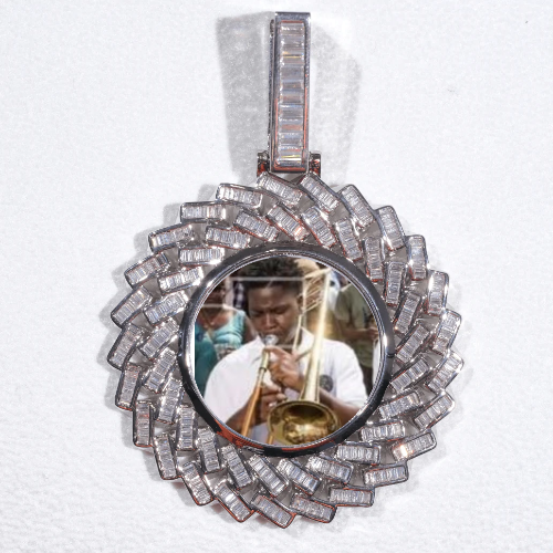 Large 3D Baguette Custom Picture Pendant