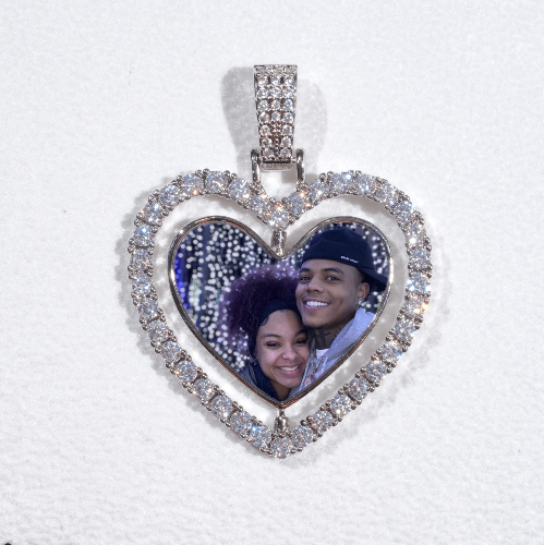 3D Spinning 2-Faced Heart Custom Picture Pendant