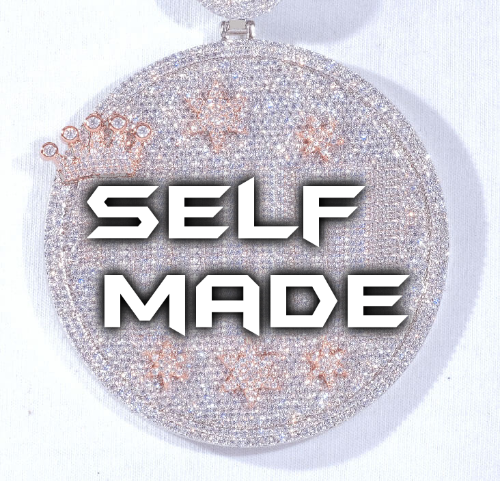 CUSTOM LETTER NECKLACE 3D BIG CROWN DISC