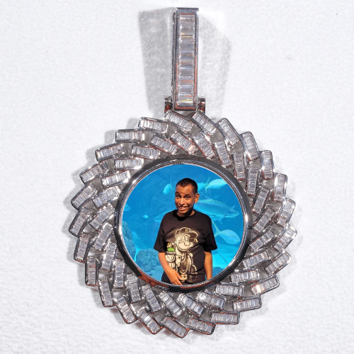 Large 3D Baguette Custom Picture Pendant