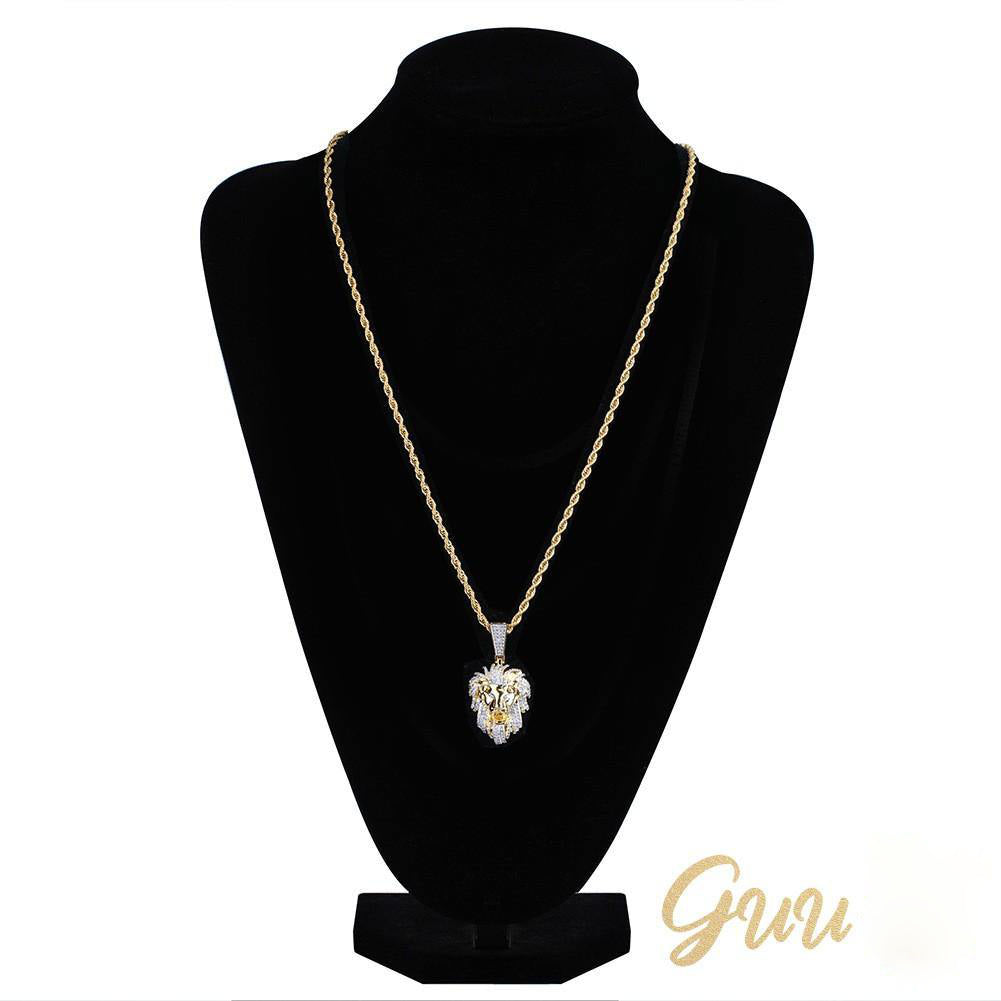 23mm Gold-Plated Micro-inlay Zircon # Lion Head # Rapper Chain - The GUU Shop